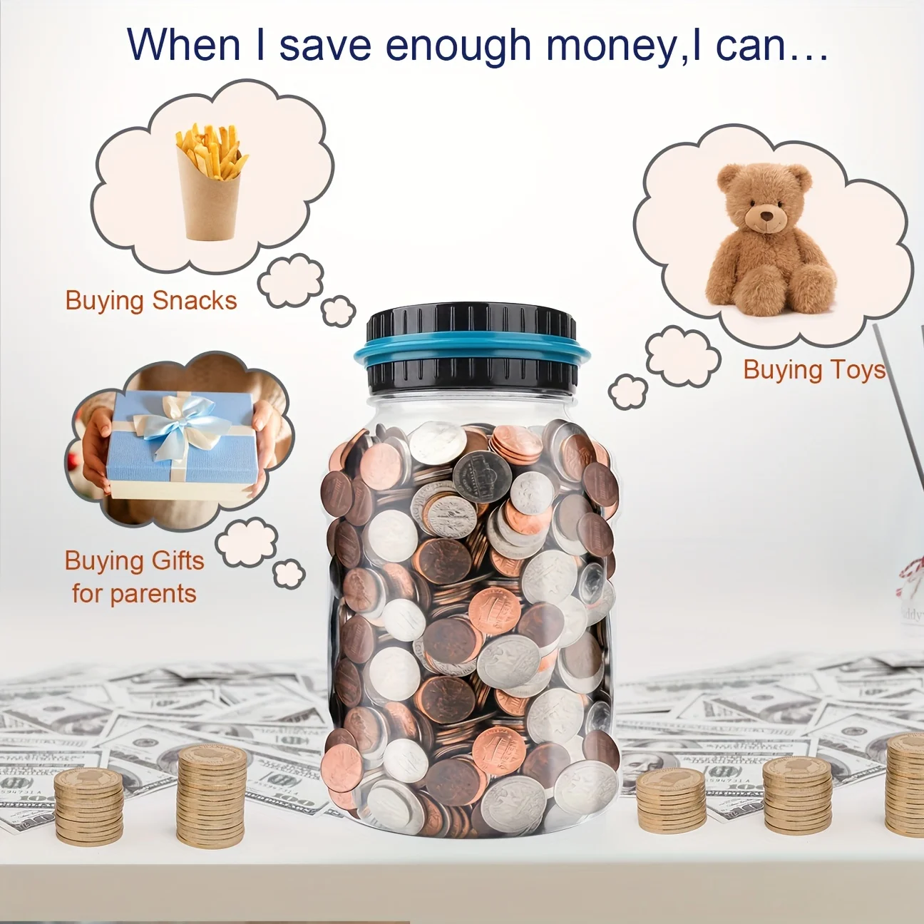 Digital Counting Money Jar: 800+ Coin Capacity, Perfect Kids Piggy Bank，Fits  US Coins! Christmas Gift