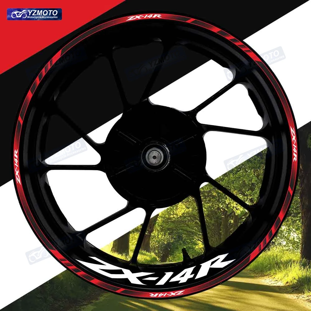 

For ZX-14R ZX14R ZX 14R Motorcycle 17 Inch Front And Rear Wheel Sticker Hub Decal Decorative Reflective Waterproof Rim Stickers