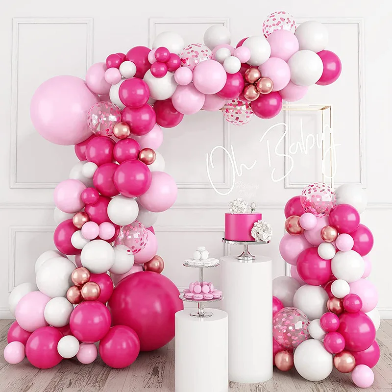 

Macaron Pink Balloon Garland Arch Welcome Baby Shower Valentines Day Birthday Party Wedding Decoration Anniversaire Latex Baloon