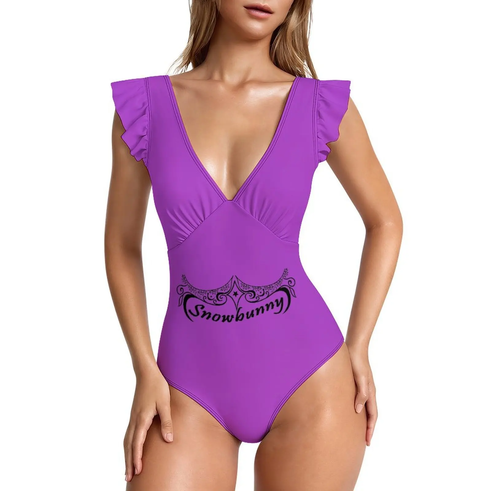 Snow Rabbit women's one-piece swimsuit sexy V-neck swimsuit ruffled belly control Monokini swimsuit s-XXL - view 3
