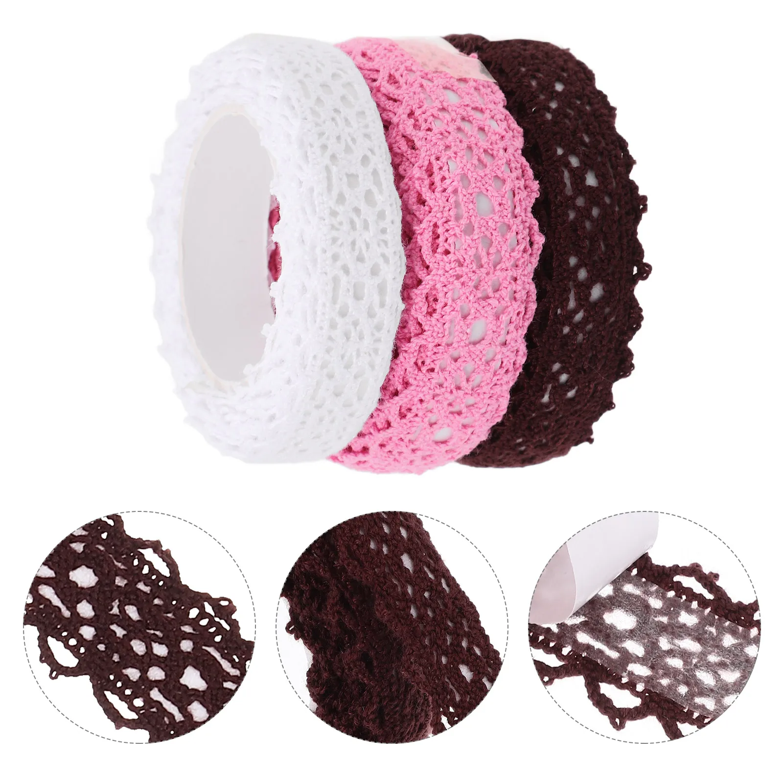 

3 Rolls Lace Tape Diy Adhesive Tapes Double-sided Floral Ribbon Trim Bilateral Hand Crafting Decorative Crafts