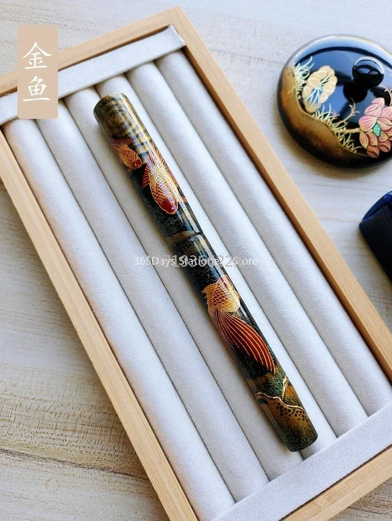 SELMY Exquisite Chinese Retro Traditional National Style Hand-painted Raw Lacquer Meat High-maki Painted Lacquer Fountain Pen