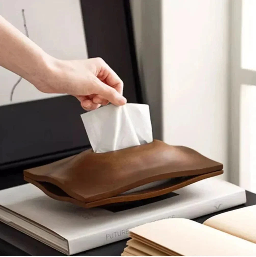 

High End Classic Style Walnut Tissue Box Retro Vintage Handkerchief Wooden/Resin Napkin Holder Home Table Decor Tissue Holder