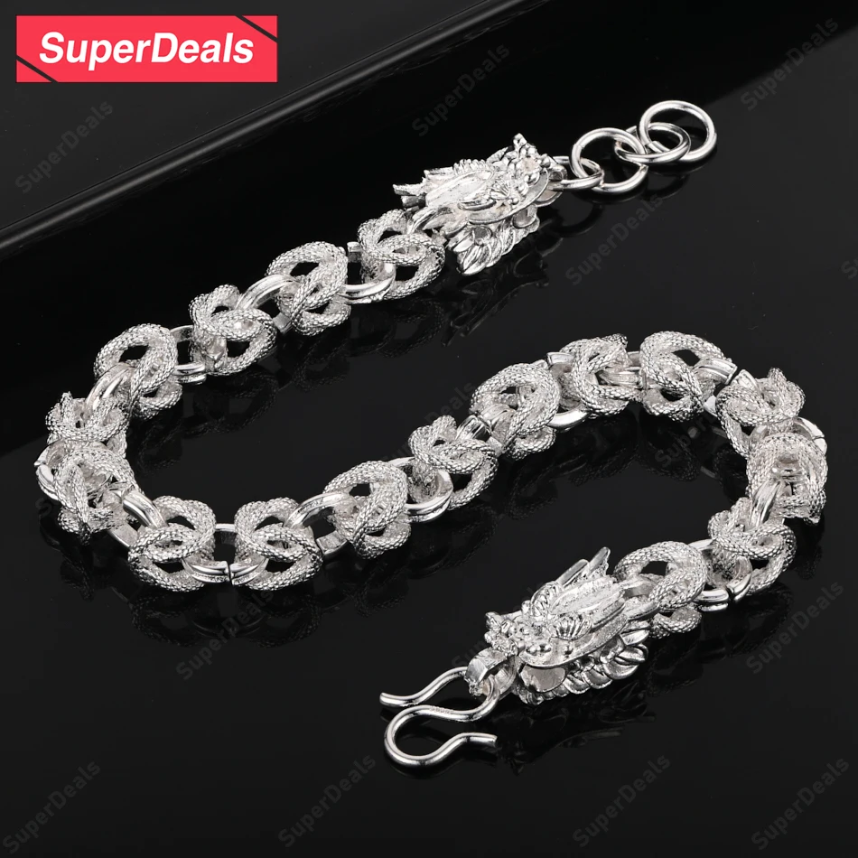 SuperDeals 925 Sterling Silver Dragon Bone Chain Bracelet For Women Wedding Fashion Party Birthday Gift Fine Beautiful Jewelry
