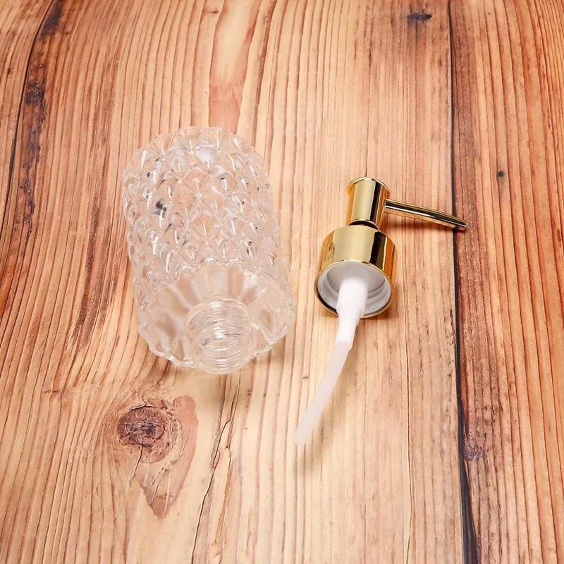 Multipurpose Mesa Soap Dispenser Easy To Clean Glass Soap Pump Dispenser Perfect For Kitchen And Bathroom (Gold)-AT35
