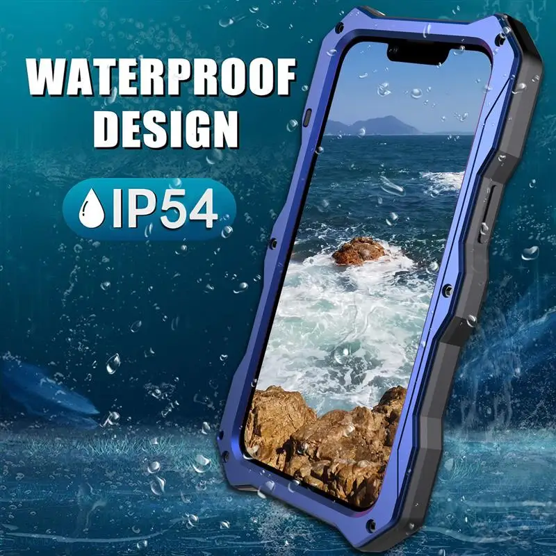 

Прочный чехол для телефона с противоударной камерой для iPhone 13 12pro Max, металлические алюминиевые бамперы военного класса, чехол с подставкой