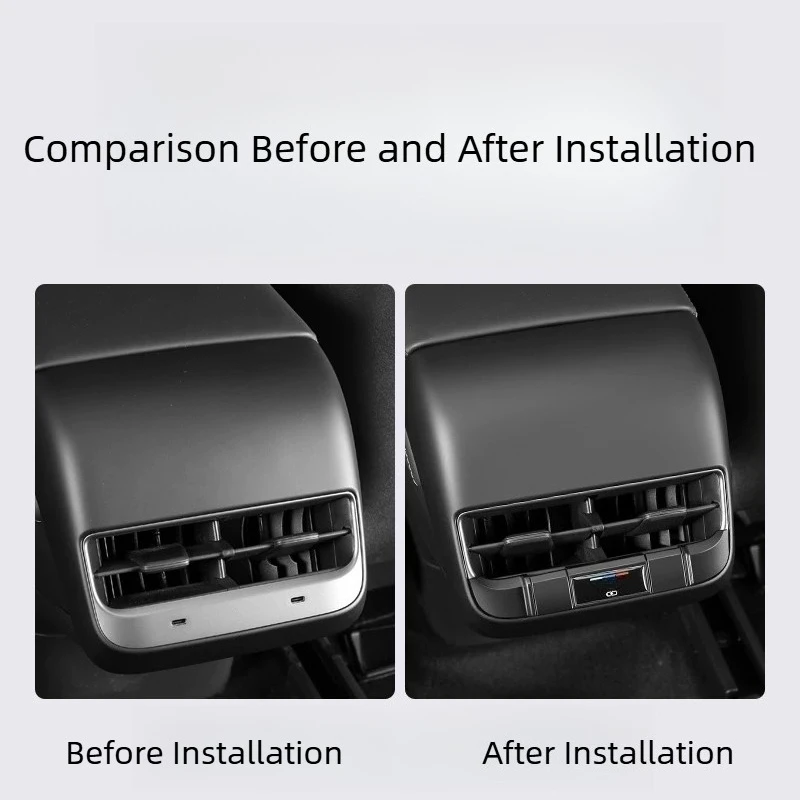 For Tesla Model 3 Highland / Refreshed Model Y Rear Air Vent & Charging Port Protector Cover USB‑C Dust Cap Precise Fit Interior