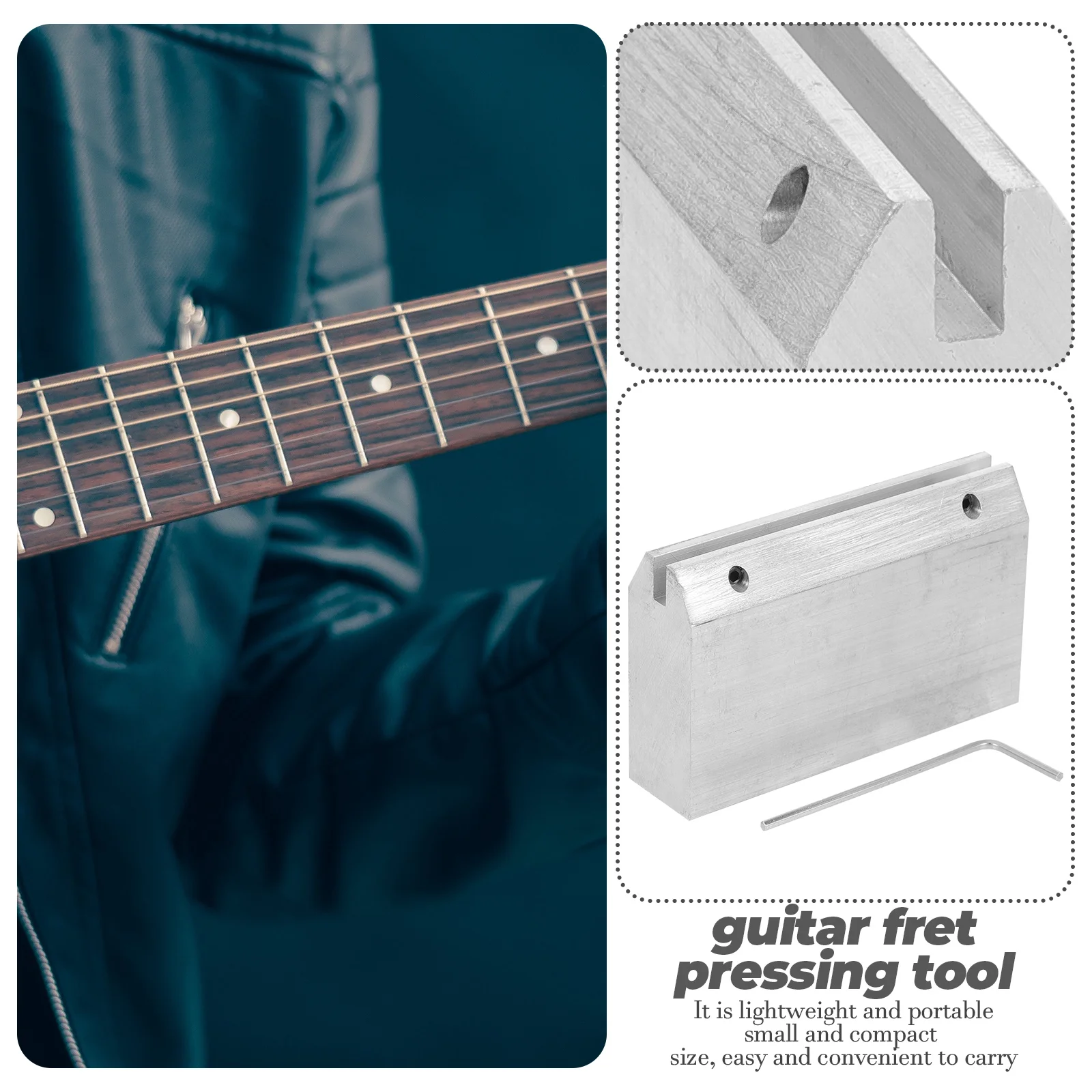 

Guitar Fret Press Tool Electric Guitar Bass Fingerboard Pressing Wrench Metal Lightweight Practical Musical Instrument