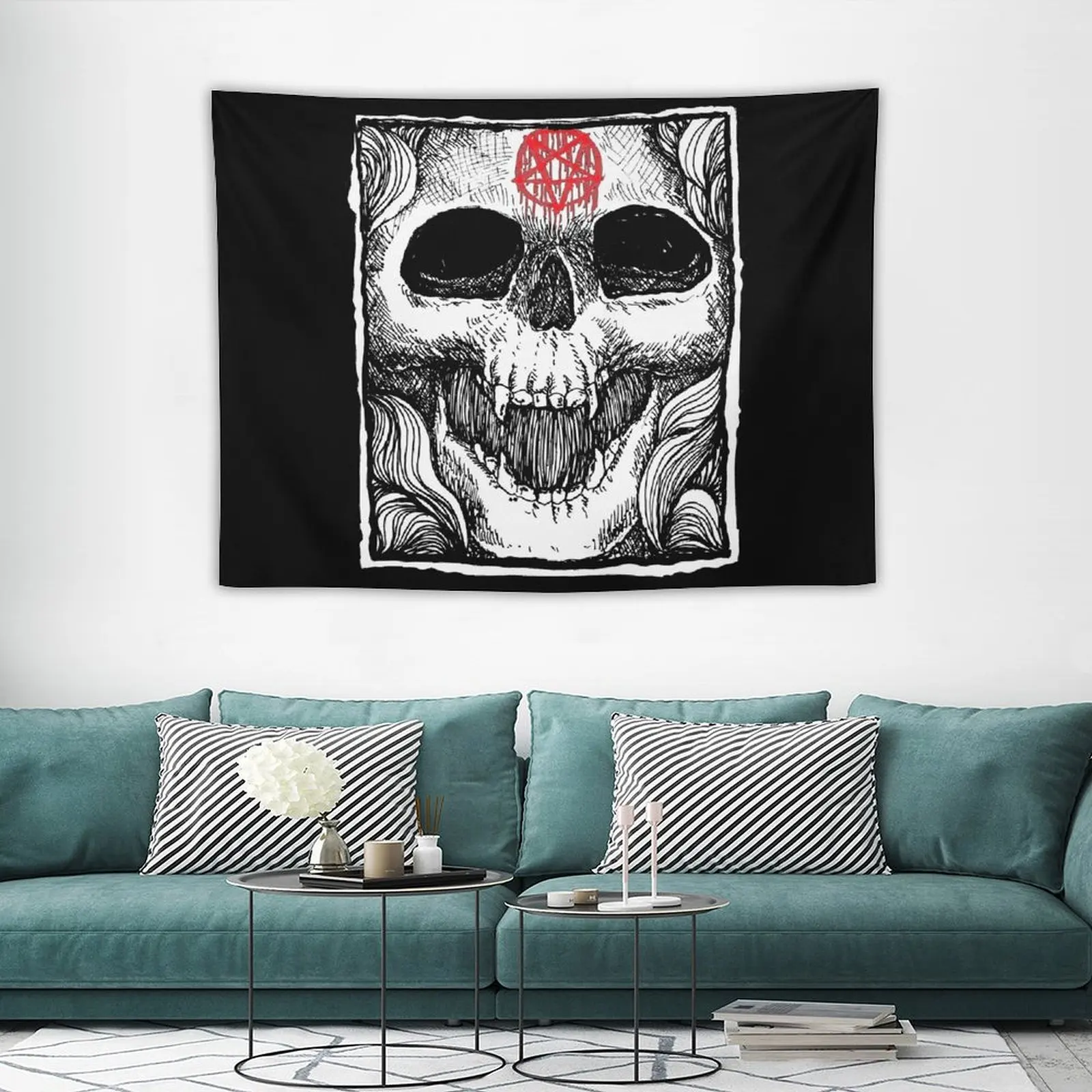 

Skull Pentagram Fatality Demon by KRAFTD Tapestry Wall Decoration Room Decorations Aesthetic Aesthetic Room Decors Tapestry