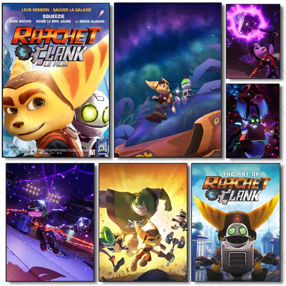 platform game adventure R-Ratchet & Clank Poster Painting Wall Art Mural for Living Room Home Decor and Gifts