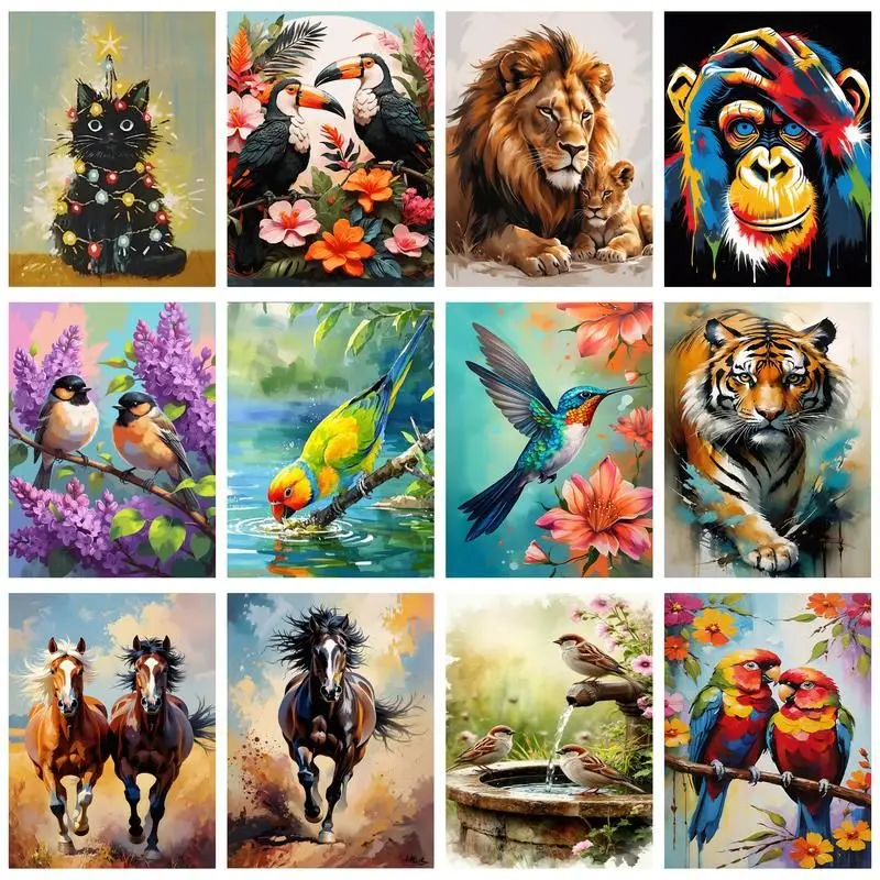 

GATYZTORY Coloring By Number Animal Drawing On Canvas Picture By Number Art HandPainted Home Decoration DIY Gift