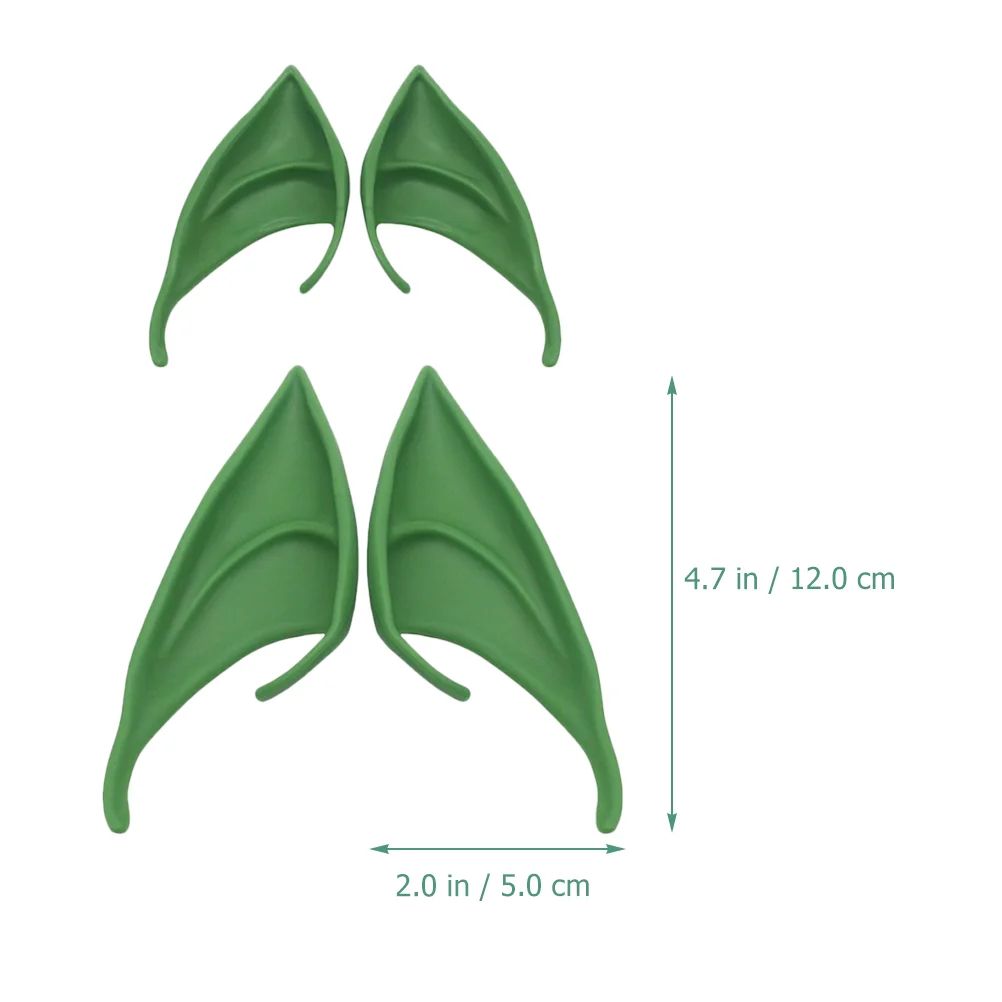 Kostum Lateks Telinga Elf Kostum Masquerade Peri Halloween Pakaian Emulsi Hijau