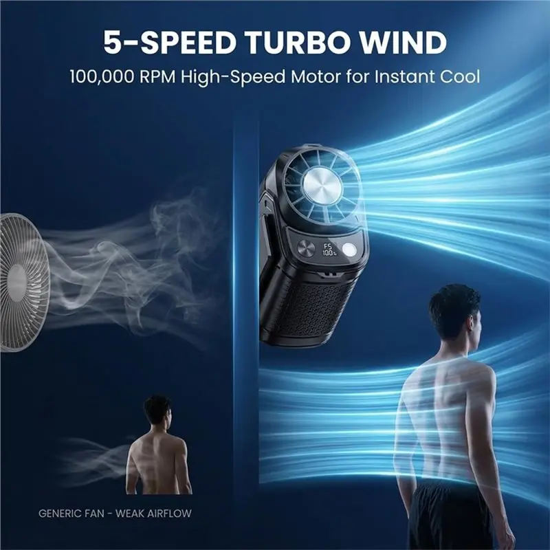[UPUP]USB Rechargeable Clip On Waist Fan 5-Speed Adjustable, Large Battery, Silent Portable Fan For Outdoor Work Travel