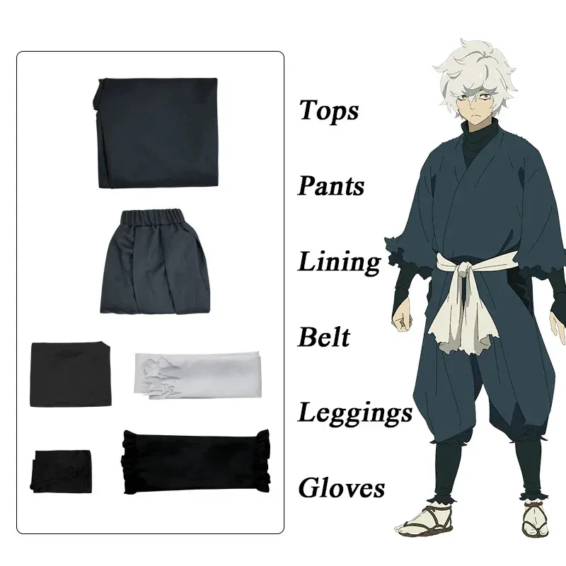 Anime Jigoku Raku 코스프레 Gabimaru 코스프레 의상 유니폼 가발 성인 할로윈 파티 의류 의상 용 풀 슈트