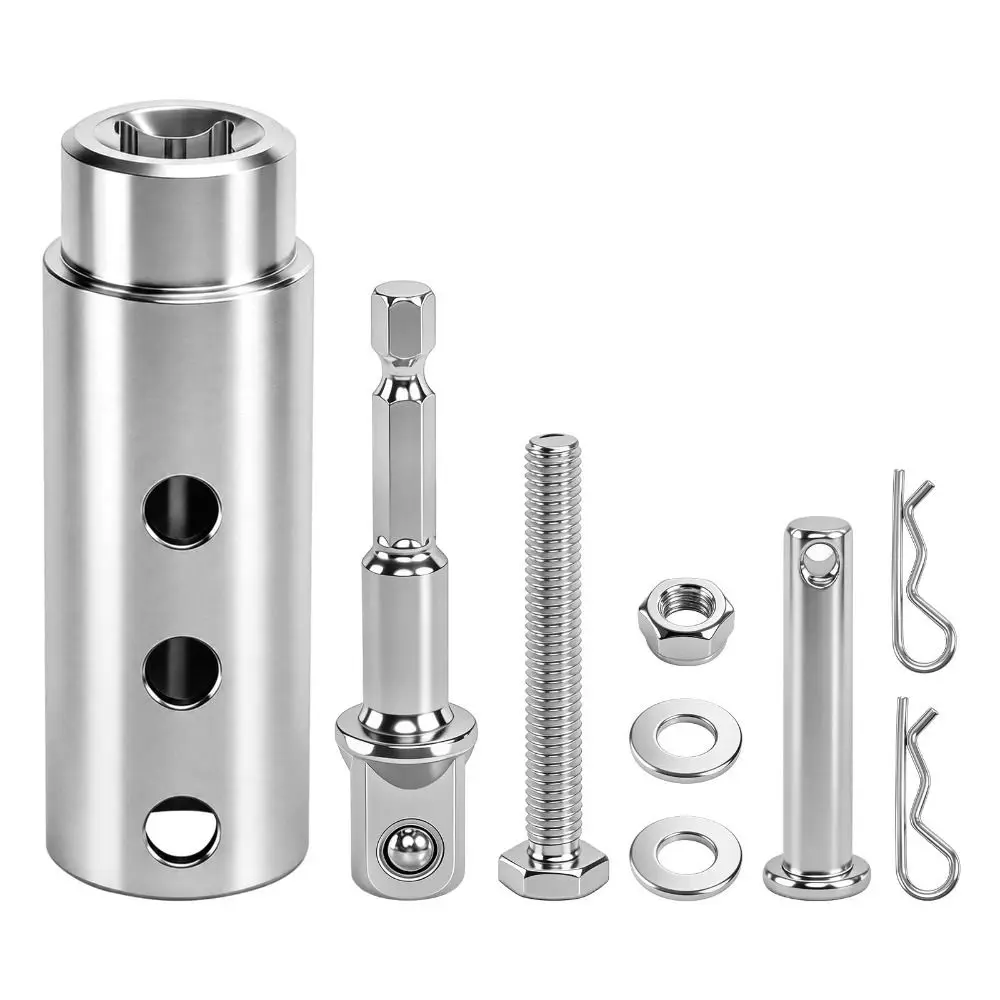 1/2-inch Socket Trailer Jack Drill Adapter Stainless Steel 1 Inch Drive Shaft Scissor Jack Drill Adapter Wear-resistance