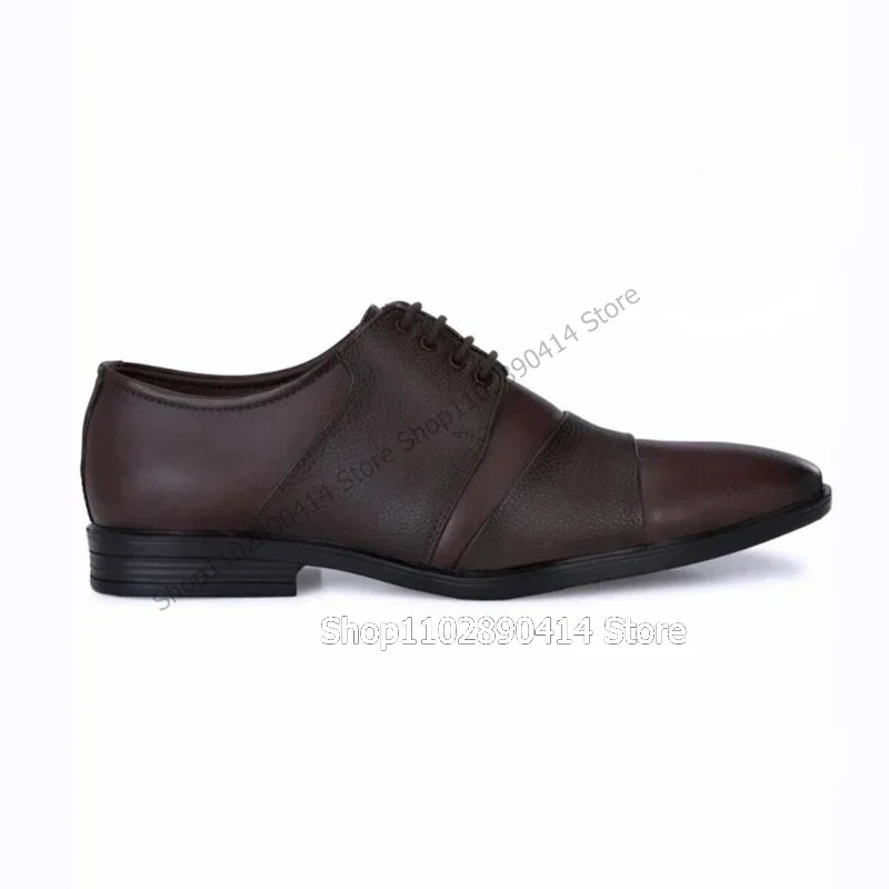 Burgandy Lychee Pattern Low Top Strappy Men Shoes Fashion Lace Up Male Shoes Luxury Handmade Party Feast Office Men Dress Shoes