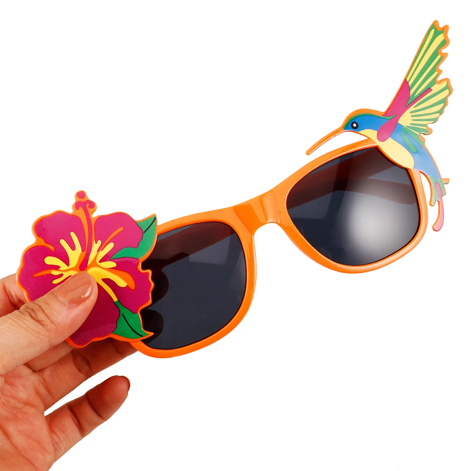

Funny Glasses Hibiscus Flower Hummingbird Beach Luau Party Plastic Hawaiian Eyewear Costume Accessories Masquerade Carnival