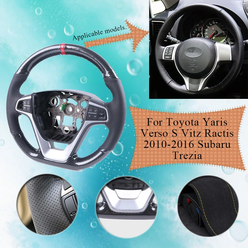 

Gloss Carbon Fiber Car Steering Wheel Cover For Toyota Yaris Verso S Vitz Ractis 2010-2016 Subaru Trezia Steering Wheel Grip