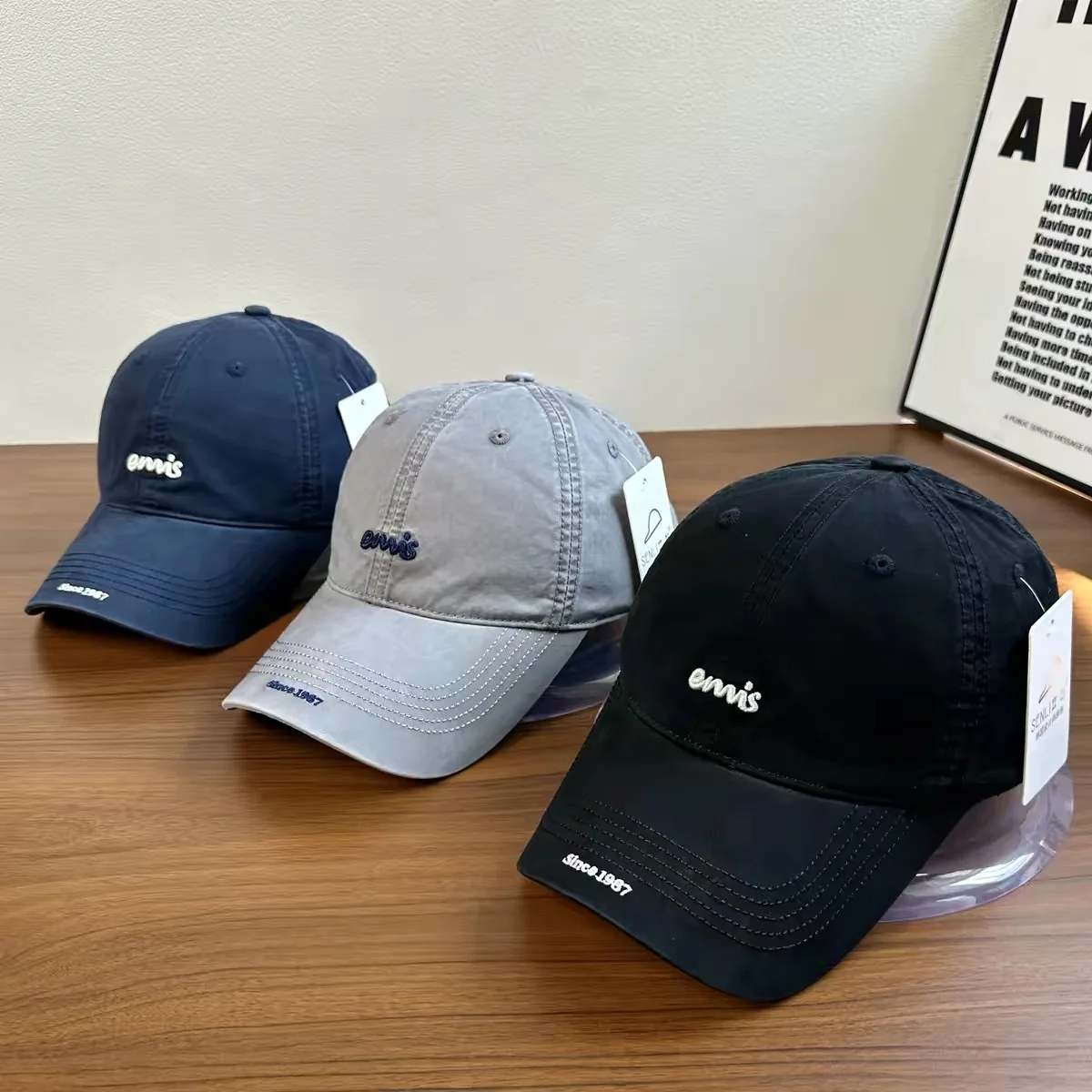 emis Baseball Caps Unisex Casual Letter Embroidered Sun Visor Hat All-Match Vintage Headwear for Outdoor Travel Sports Daily