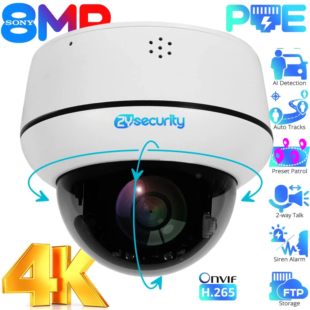 camera dome ptz 4k externa 8mp rastreamento automatico humano deteccao de veiculos camera ip poe audio bidirecional interno sem fio camera de seguranca domestica 01