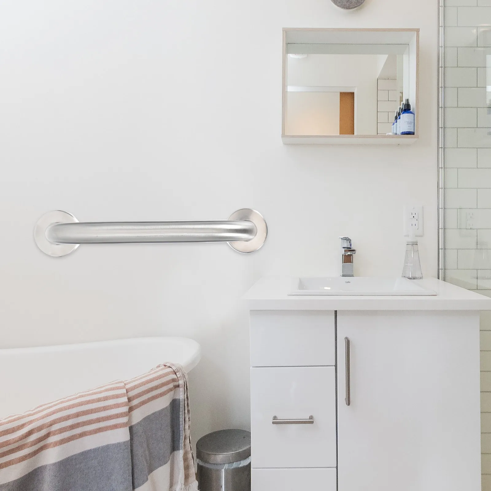 

2 Pcs Safety Grab Bars for Bathroom Bathtubs Handrail Support Handicapped Rails Stainless-Steel