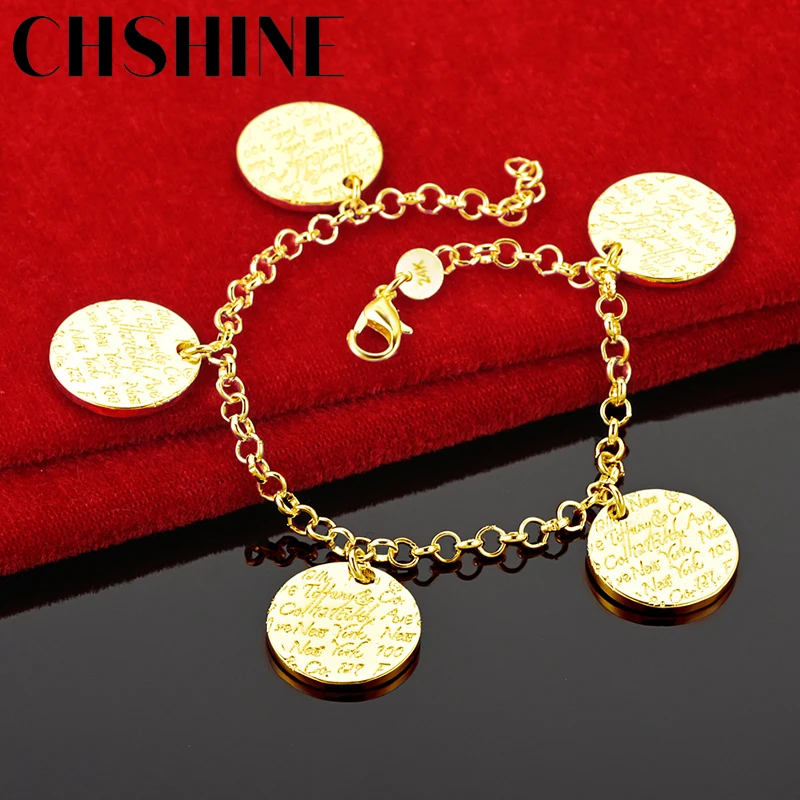 

CHSHINE 18K Gold Five Round Card Pendant Bracelet For Women Wedding Engagement Party Fashion Charm Jewelry