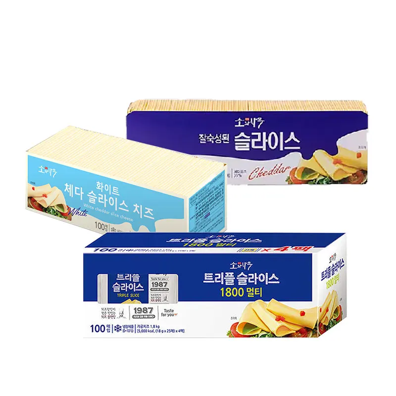[Tienda Oficial Dongwon] Queso en Rodajas Dongwon Tamaño Grande 1.8kg 2 Piezas (Queso Cheddar Blanco/ Queso Triple/ Queso Cheddar Bien Curado)