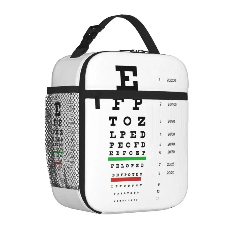 Custom Snellen Chart Eye Test Insulated Lunch Bag Portable Reusable Thermal Cooler Oxford Lunch Box Reusable Food Bento Tote Bag