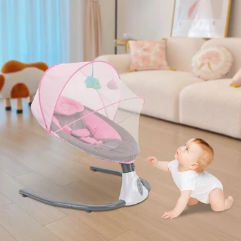 Elektrische babyschommels voor baby's tot peuters, schommelbed met wielen, reistas, muziekluidspreker voor pasgeboren jongens en meisjes