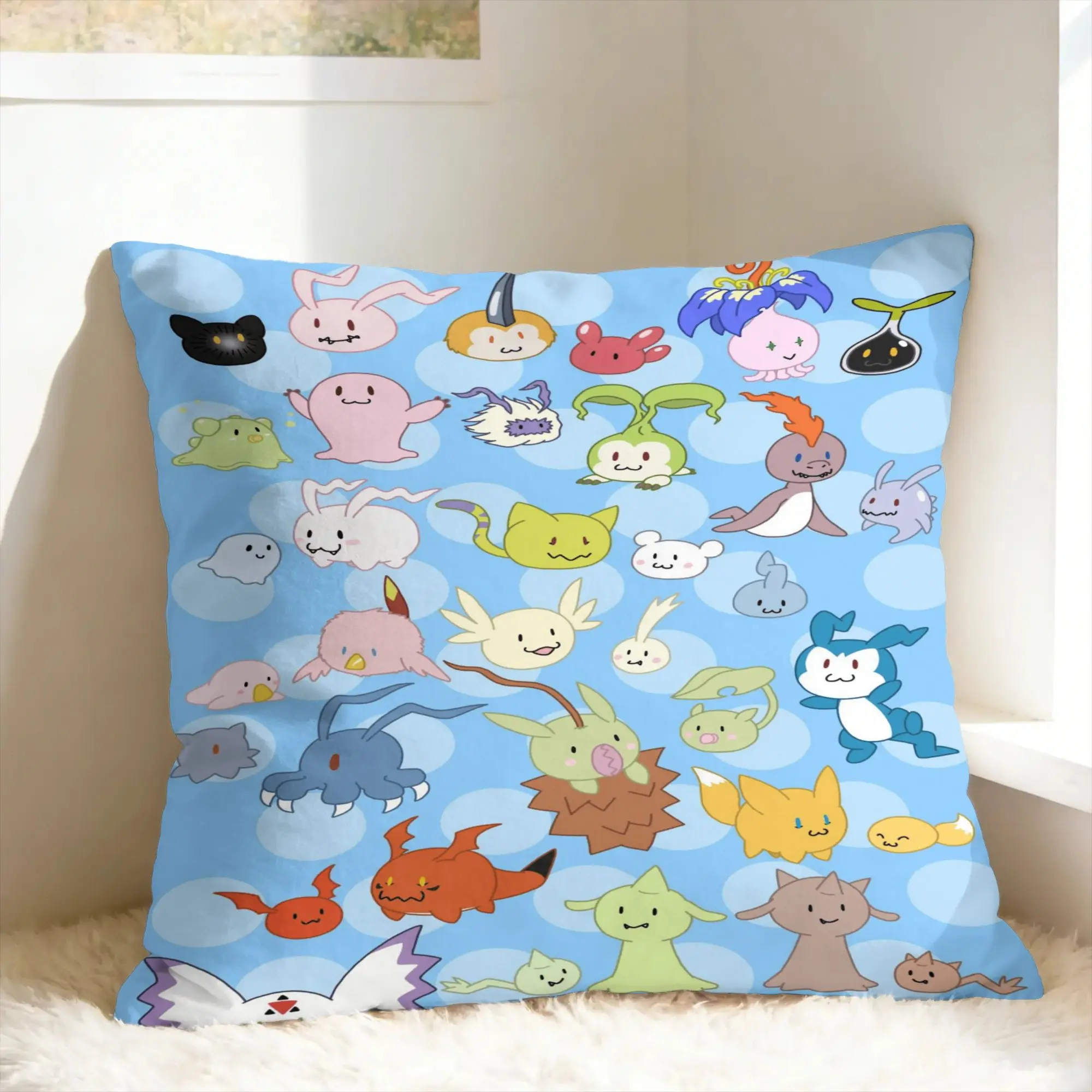Pillow Cover Anime D-DigimonS  Retro Trendy Pillow Case For Sofa Car Home Decor Pillowcases