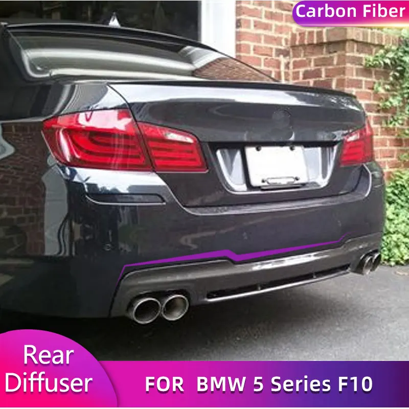 Carbon Fiber Car Rear Bumper Diffuser Lip For BMW 5 Series F10 M Sport 2012-2016 Auto Rear Diffuser Lip Spoiler Guard Body Kit