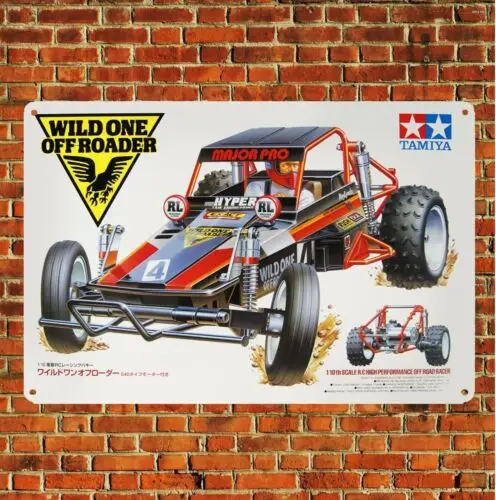 Metal Poster Vintage Rc Car Tin Sign Plaque Tamiya Wild One Buggy Boxart