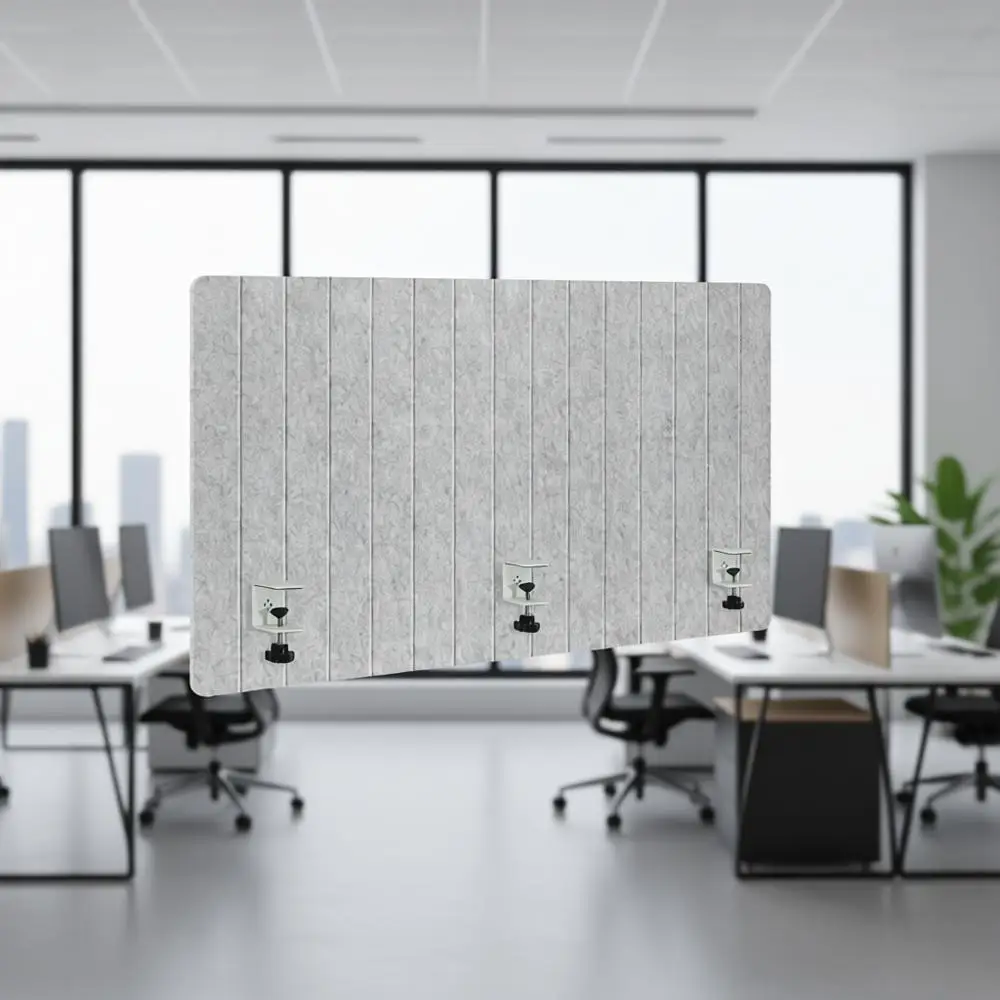 

Звукоизоляционная панель для стола 48 дюймов, офисный разделитель с креплением на зажимах, серебристо-серый