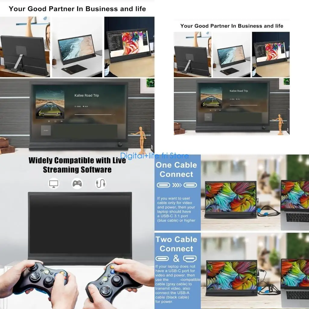 

E06D 15,6-дюймовый игровой монитор, портативный экран, расширенный дисплей 1920x1080, второй экран