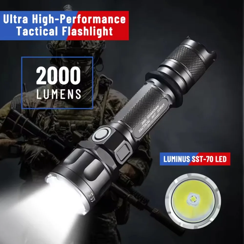 

JETBeam 3MS Flashlight 2000Lumens USB Rechargeable Super Bright Uses LUMINUS SST-70 LED Tactical Police Security Torch Light