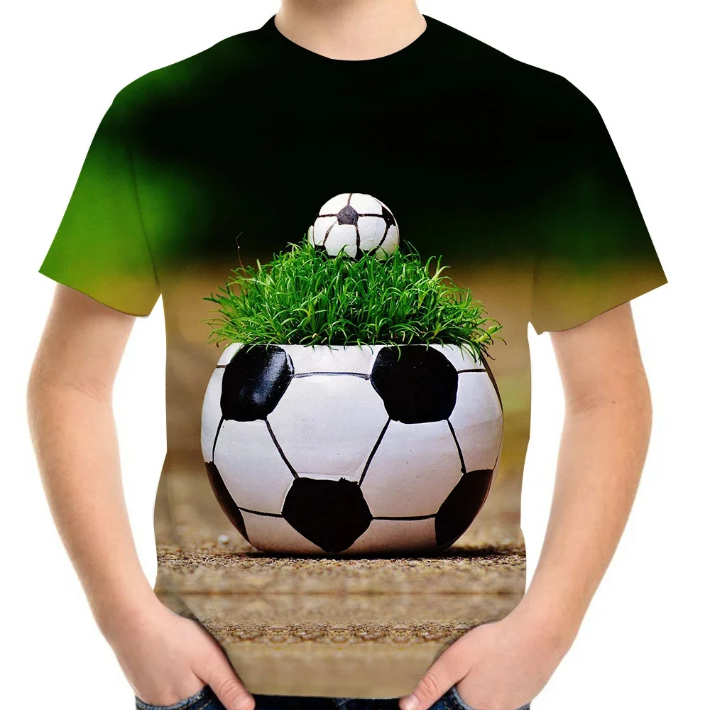 Football Sports Fitness 3d Print Funny Tshirts Kids Boys Girls O Neck T-Shirts Baby Clothes New Breathable T Shirt Children Top