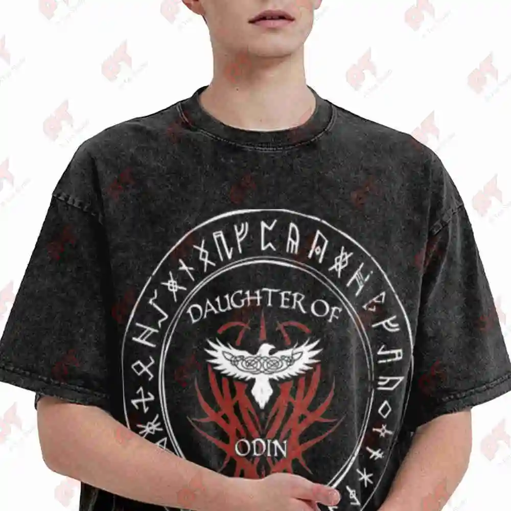 Schildmaiden Tochter Odins Runendesign Vintage Washed Tee Pure Cotton T-Shirt