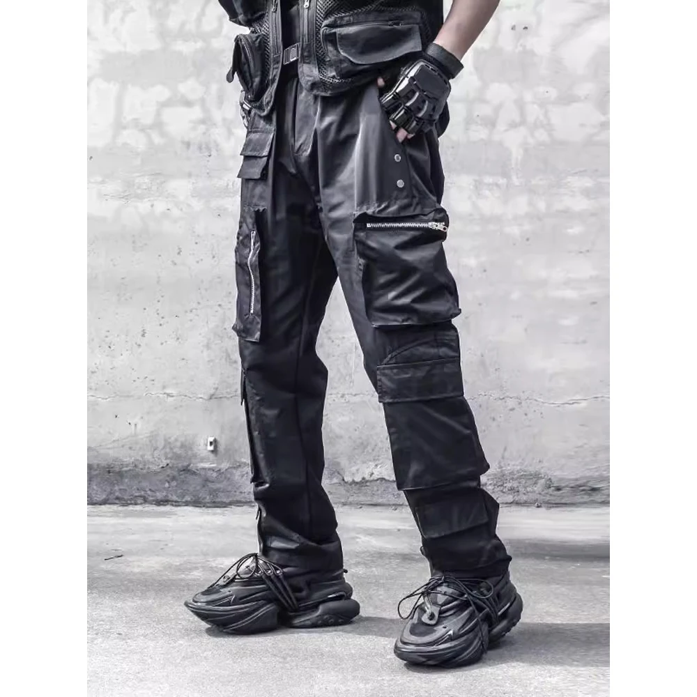 2024 Summer Tactical Cargo Pants Men Multi Pocket Joggers Trousers Hip Hop Functional Elastic Waist Fahsion Streetwear Pant