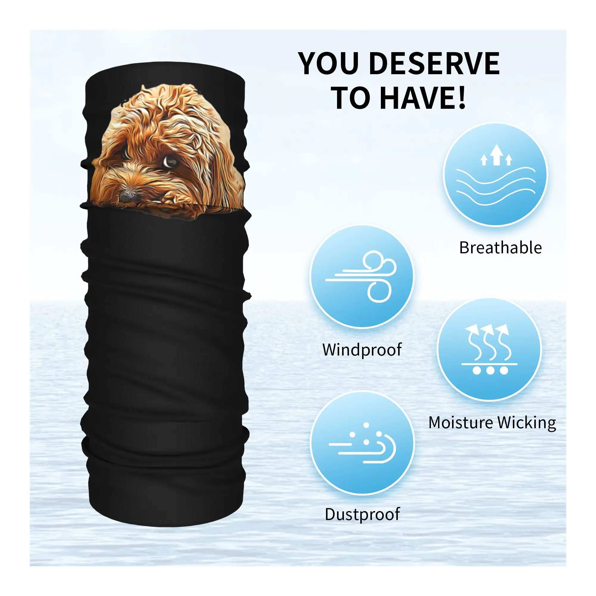 Cavapoo Cavoodle Cockerpoo جرو مصمم الكلب القلطي مزيج باندانا الرقبة الجراب مطبوعة التفاف وشاح متعدد الاستخدام الدراجات وشاح ركوب الخيل