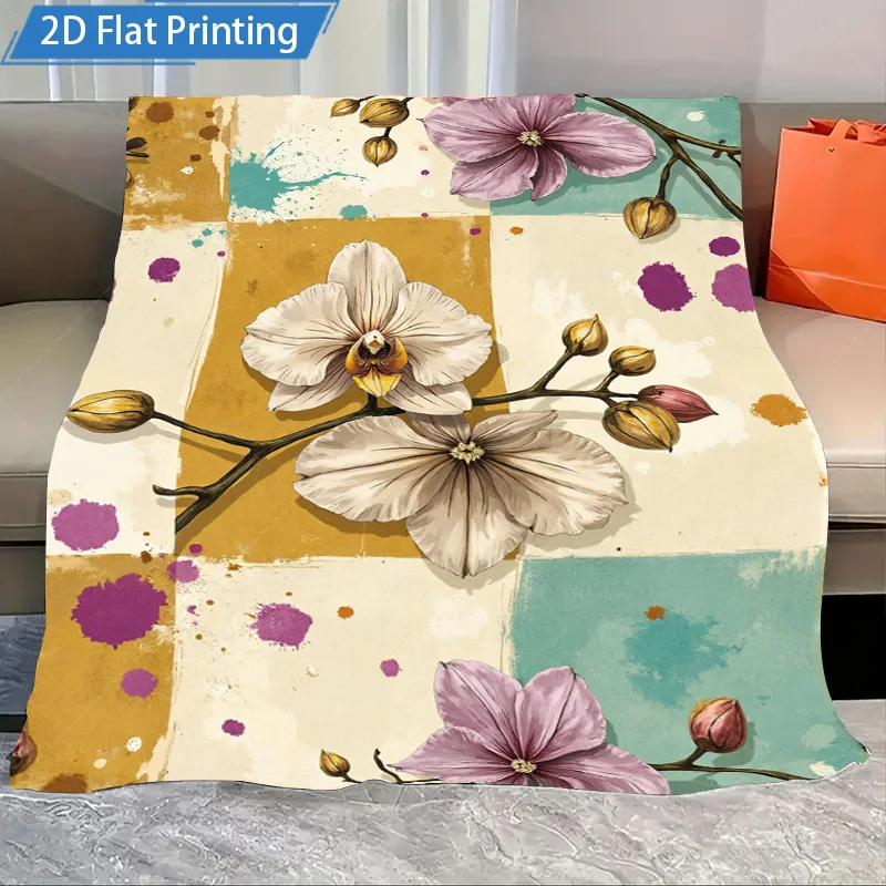 1 قطعة بطانية الفانيلا الأزهار طباعة بطانية بوهو نمط لينة رمي للأريكة غرفة المعيشة ديكور 2D الطباعة المسطحة المريحة المنسوجات المنزلية #1