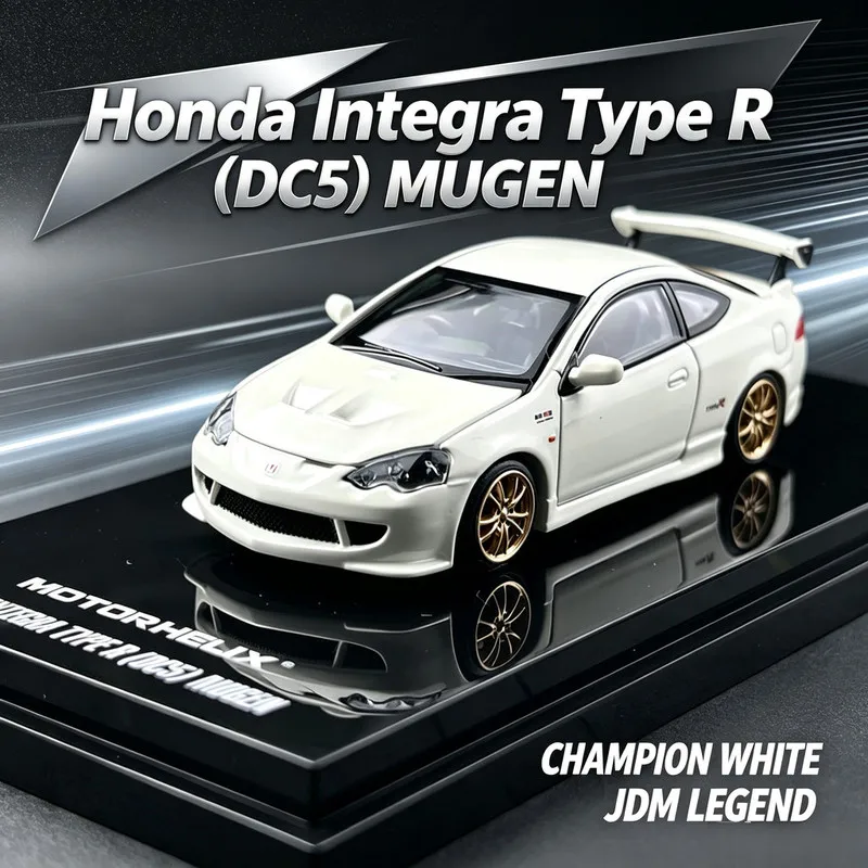 Motorhelix MH 1/64 Honda INTEGRA TypE R (DC5) MUGEN Champion White Diecast Car Model Alloy Simulation Collection Toy Gift
