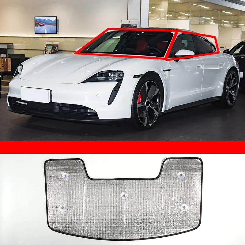 For Porsche Taycan 2019-2022 aluminum foil Car Front Windshield Full window glass Sun Protection Parasol Car Accessories