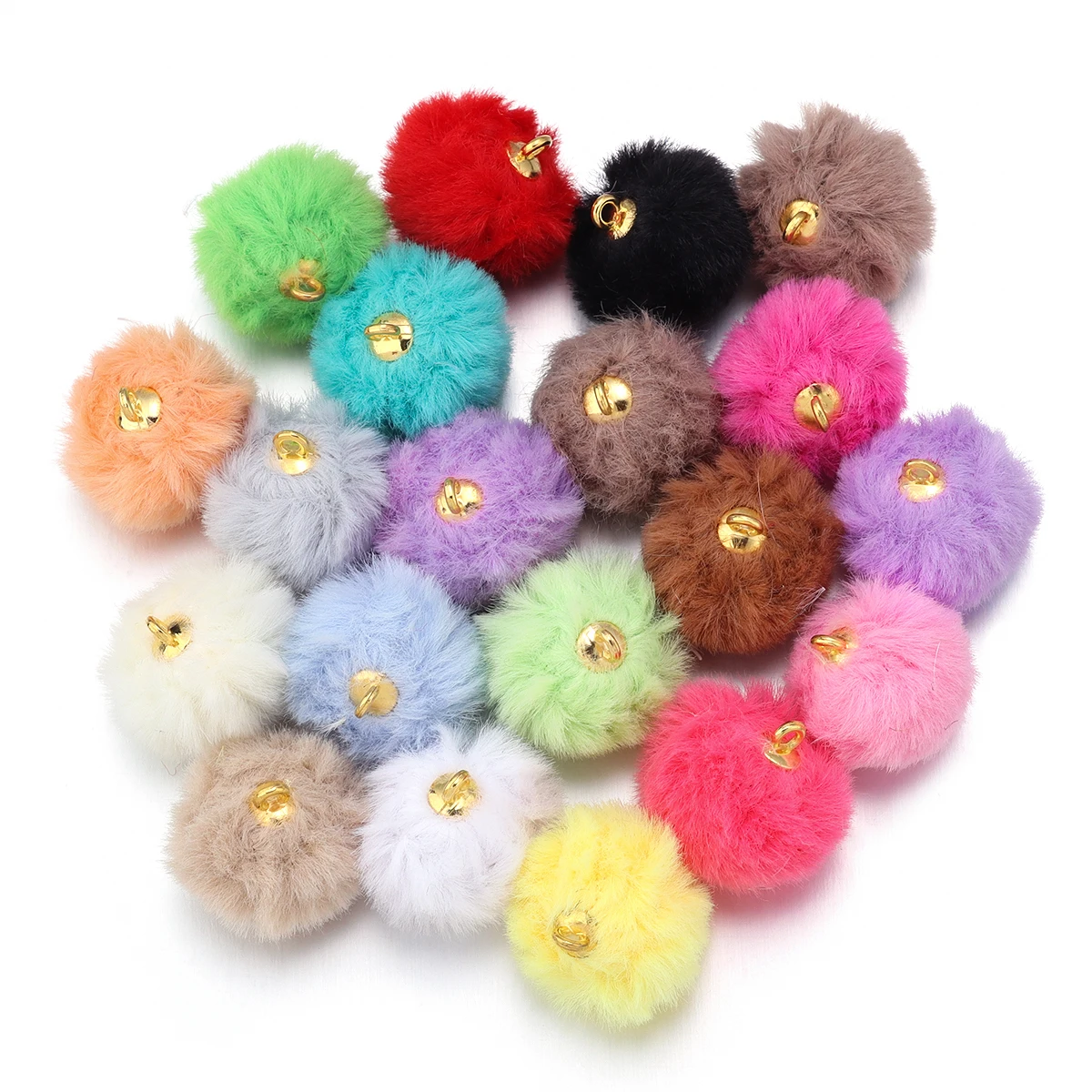 20pcs Plush Fur Covered Ball Beads Charms Imitation Rabbit Fur Pompom Pendant For Jewelry Making DIY Necklace Bracelets Earrings image 3