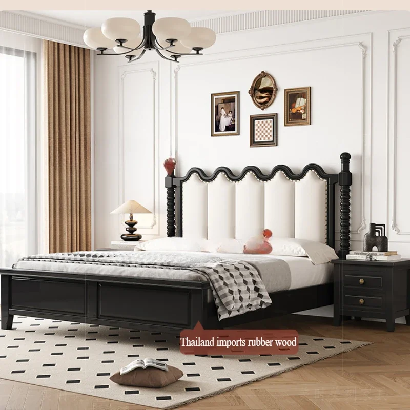 Italian Designer Black Bed Set House Queen Cream Drawers Bedroom Double Beds King Size White Princesse Cama De Casal Furniture