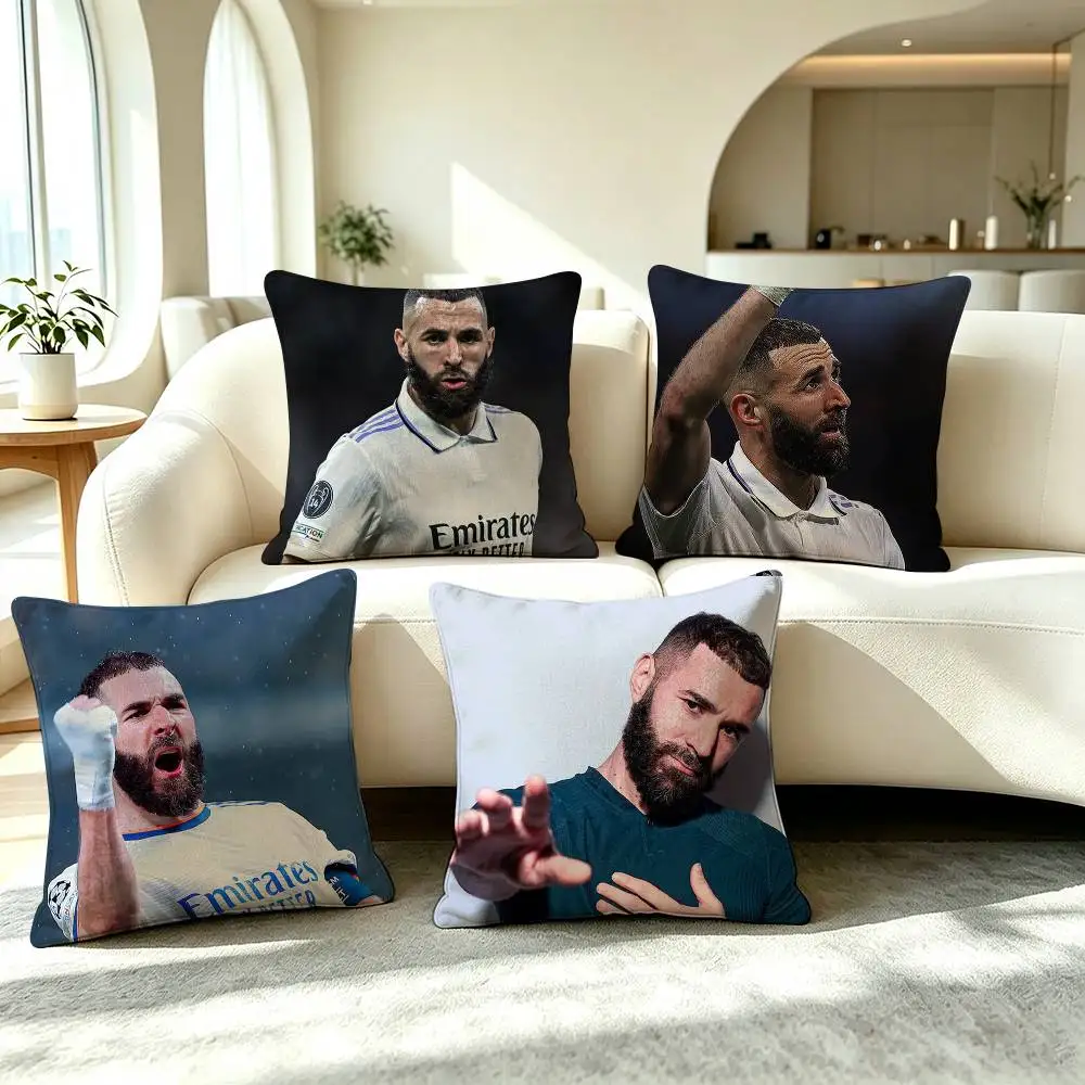 K-Karim Benzema Football Player Pillow Case Square Double-Sided Sofa Cushion Cover Bedroom Bedside Pillow