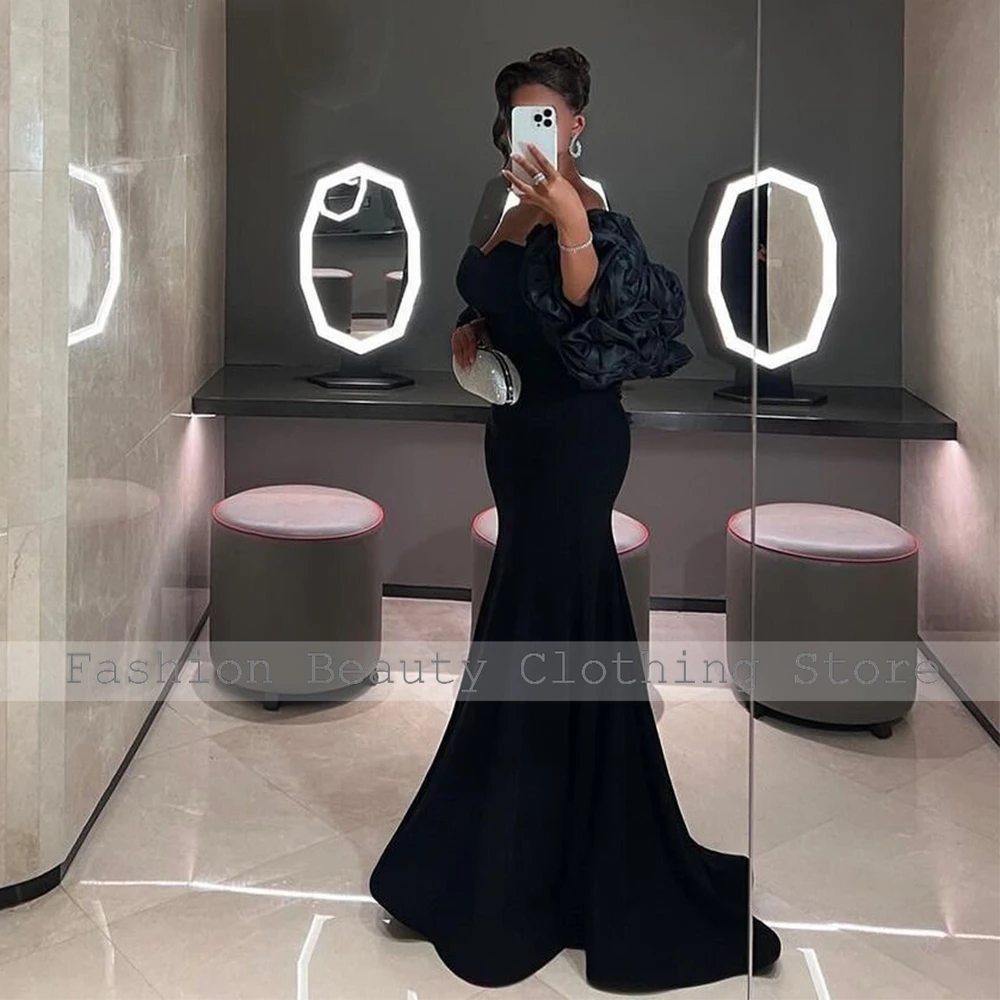 Sexy Women\'s Evening Gowns Black 3D Flowers Jacket 2024 Special Occasion Gowns Mermaid Sweetheart Wedding Party Gowns for Women