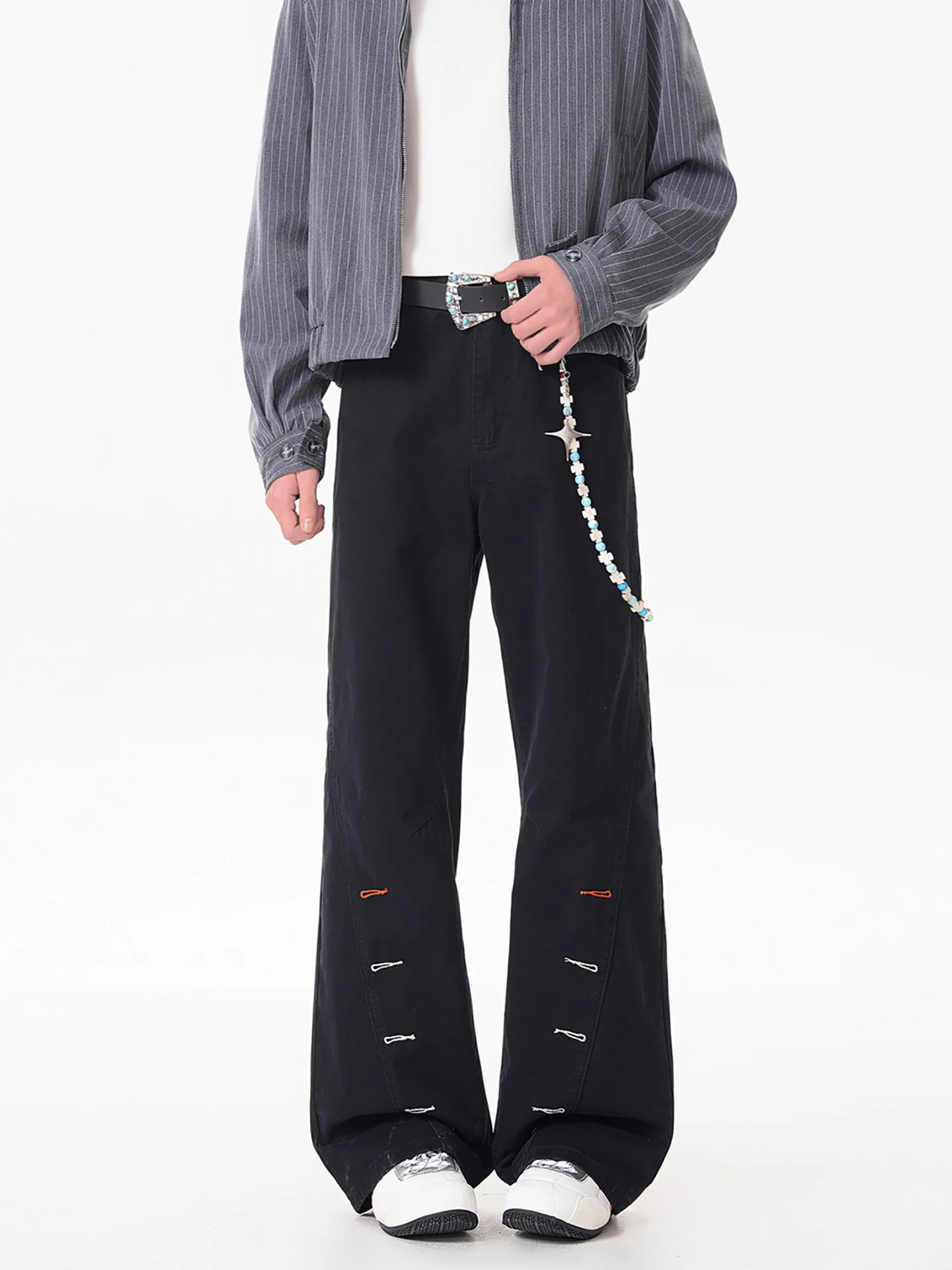 

Джинсы Boyue American High Street свободного кроя с молнией и расклешенными штанинами, унисекс, ретро, повседневные, с высокой талией, из денима