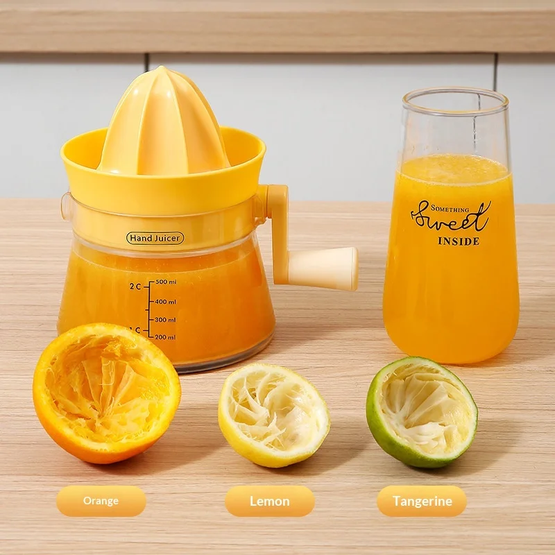 Manual Citrus Juicer Hand Crank Orange Lemon Squeezer Portable Fruit Press Juicer with Residue Separator for Home Kitchen Use