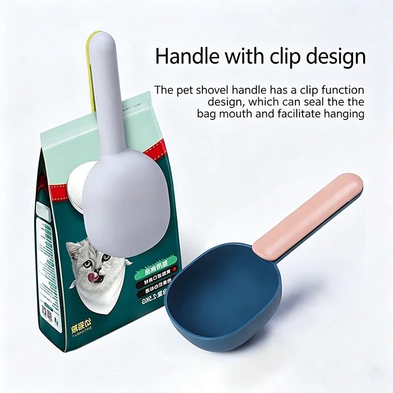 Multifunctional Pet Food Scoop With Sealed Bag Clip Creative Measuring Cup Curved Design Easy To Clean For Dogs Cats Pet Supplie