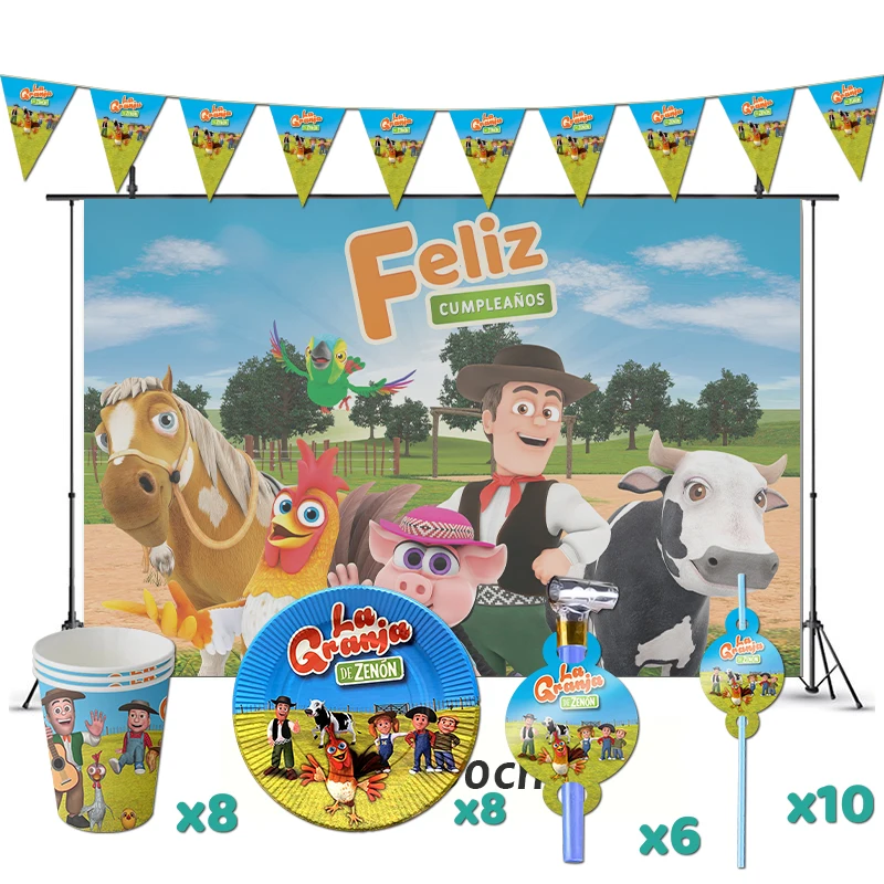 

La Granja De Zenon Birthday Party Decorations TV Show Baby First Theme Supplys Banner Cups Plates for Baby Zenon Farm